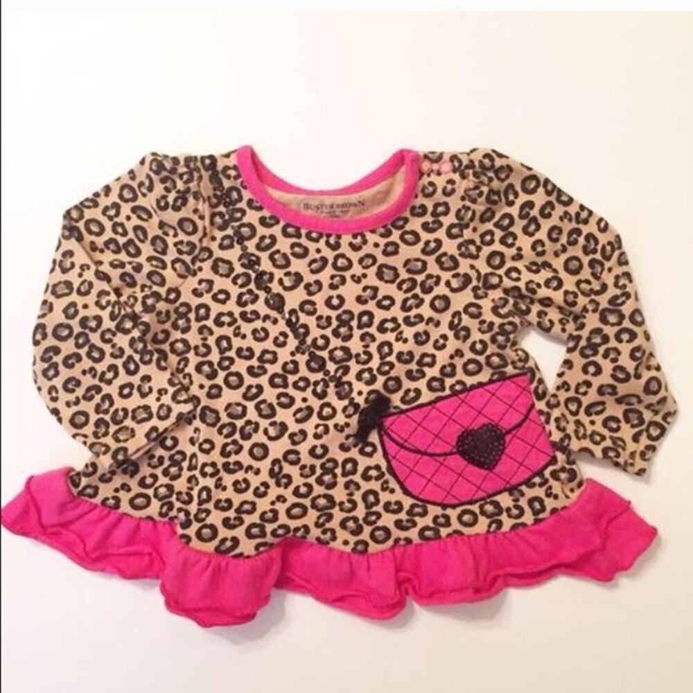 Girl's Leopard Peplum Top sz 12 m Pink Purse Detail Top